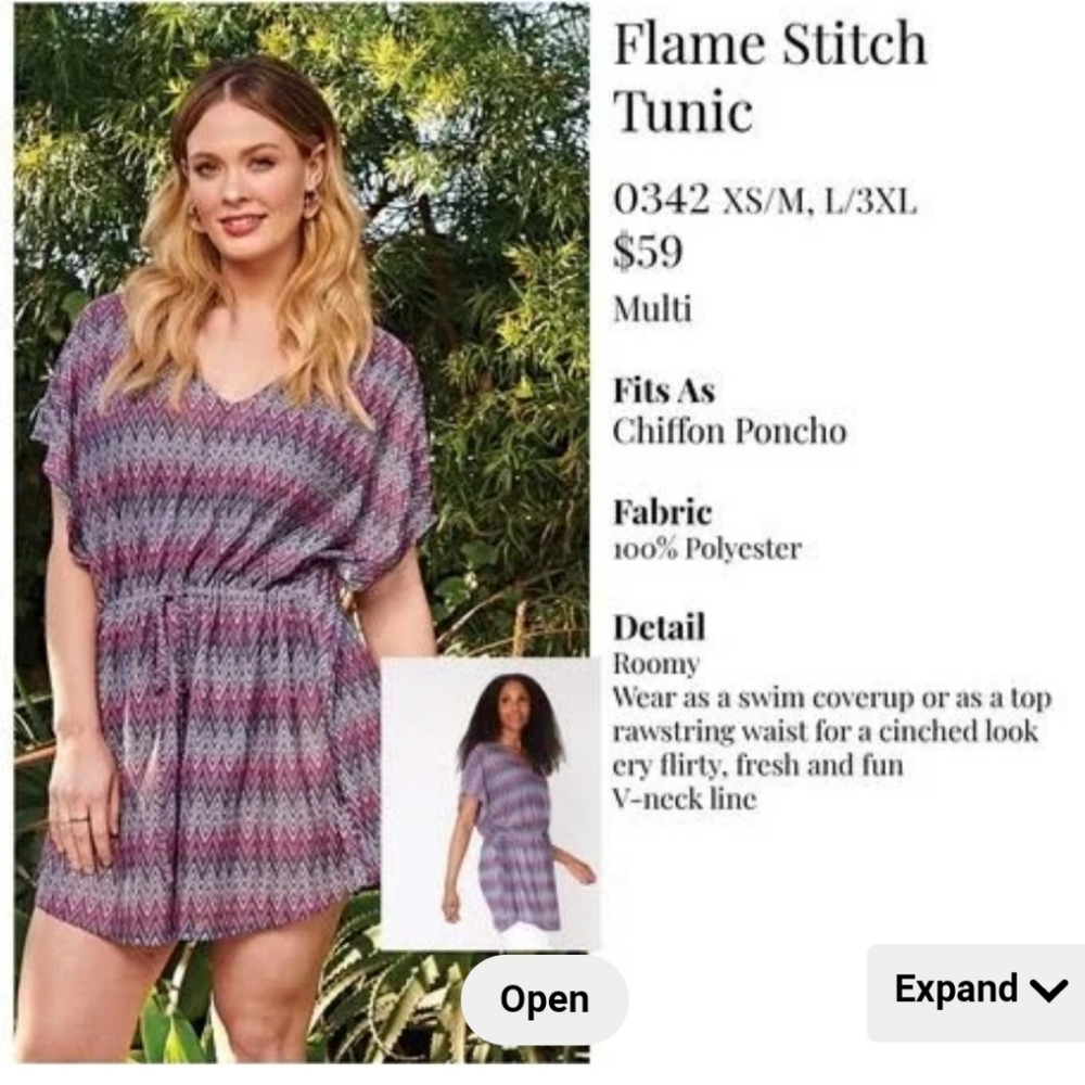 Ruby Ribbon Flame Stitch Tunic size L/3XL